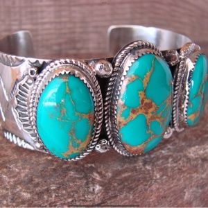SILVER AND TURQUOISE CUFF BRACELET